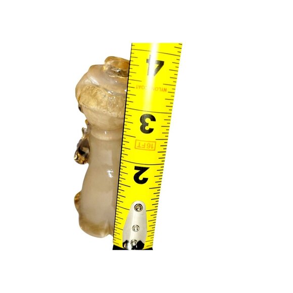 Vintage Boyd Art Glass Chuckles Clown Figurine Pink Slag Glass 3.75" UV Glow - Picture 8 of 9